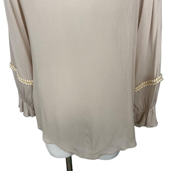 Soft Surroundings Clementine Tunic Top S Natural Embroidered Tassels Coastal - Picture 10 of 12